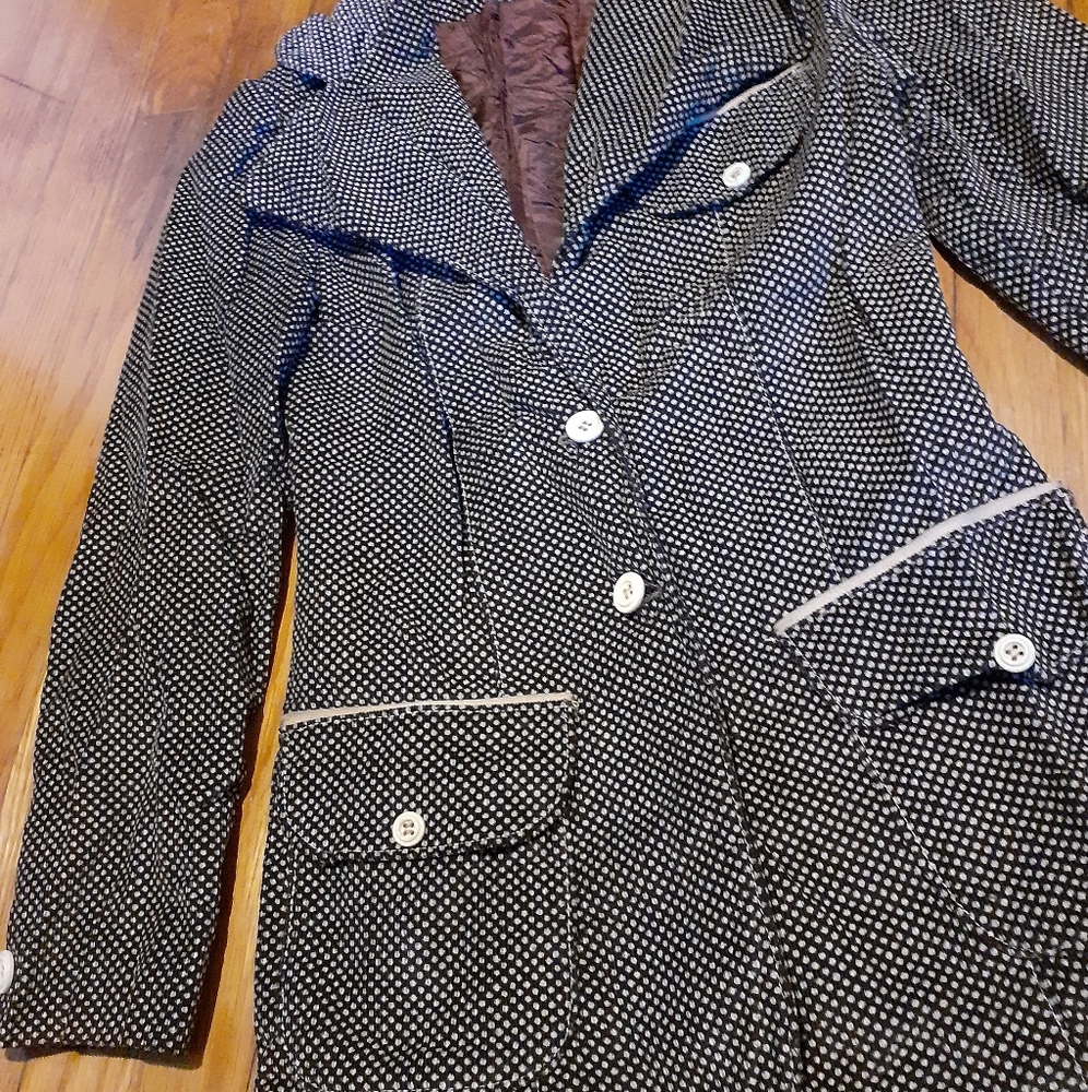 Vintage jacket coat dark brown spotted small